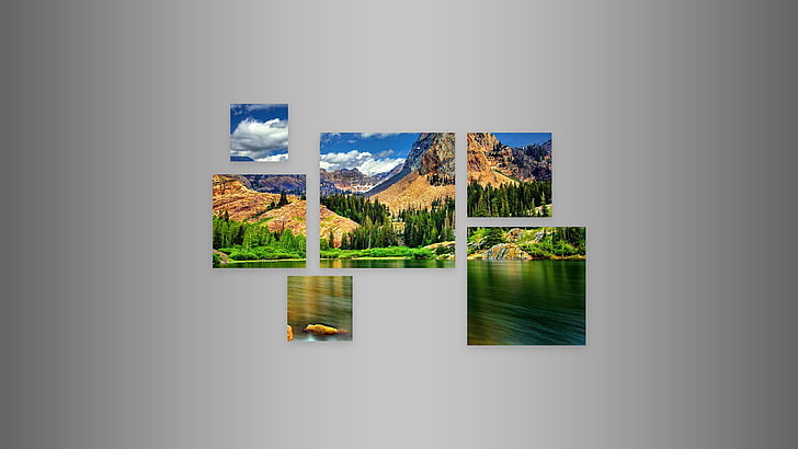 drei Panel der Bäume malen, abstrakt, Grafik-Design, polyscape, HD-Hintergrundbild