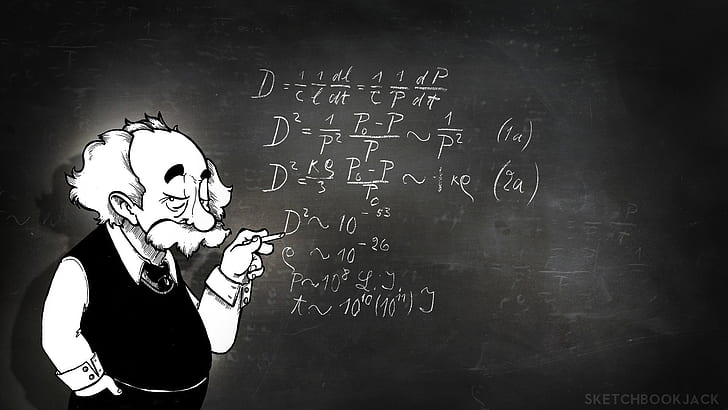 Albert Einstein, papan, kapur tulis, Matematika, fisika, Wallpaper HD
