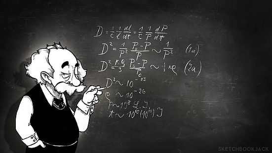 Albert Einstein, board, chalk, Math, physics, HD wallpaper HD wallpaper