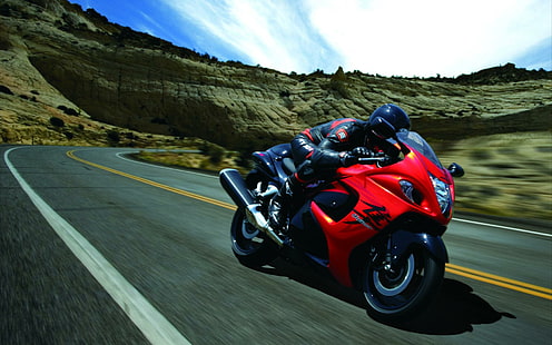 Suzuki GSX 1300R Hayabusa HD, sepeda olahraga merah dan hitam, sepeda, sepeda motor, sepeda dan sepeda motor, suzuki, gsx, hayabusa, 1300r, Wallpaper HD HD wallpaper
