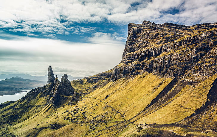سكاي ، اسكتلندا ، الجبال ، الغيوم، خلفية HD