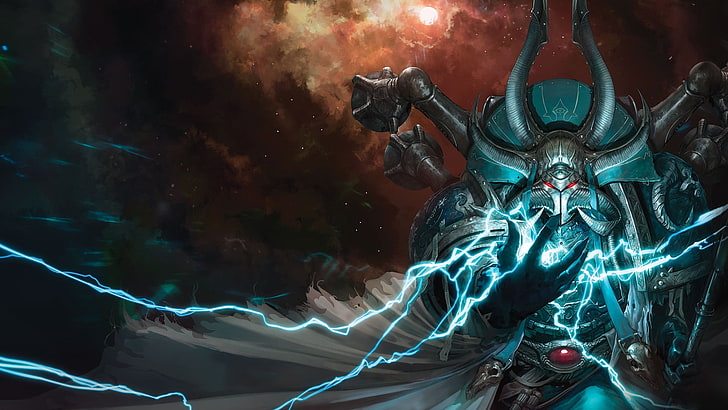 Monster mit digitaler Hintergrundbeleuchtung, Warhammer 40.000, Ahzek Ahriman, Space Marines, Chaos Space Marines, HD-Hintergrundbild