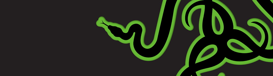 Логотип Razer, логотип Razer, Razer, зеленый, темный, змея, животные, цифровое искусство, произведение искусства, HD обои HD wallpaper
