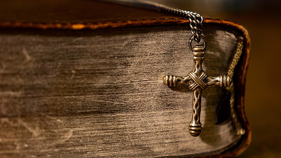 religion, cross, bible, book, faith, christian, metal, religious, close up, photography, old, antique, HD wallpaper HD wallpaper