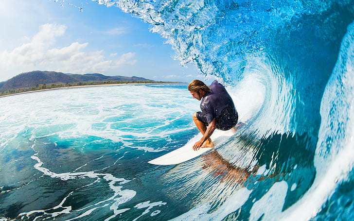 Surfer Surfing Ocean Wave HD, กีฬา, มหาสมุทร, คลื่น, โต้คลื่น, นักโต้คลื่น, วอลล์เปเปอร์ HD