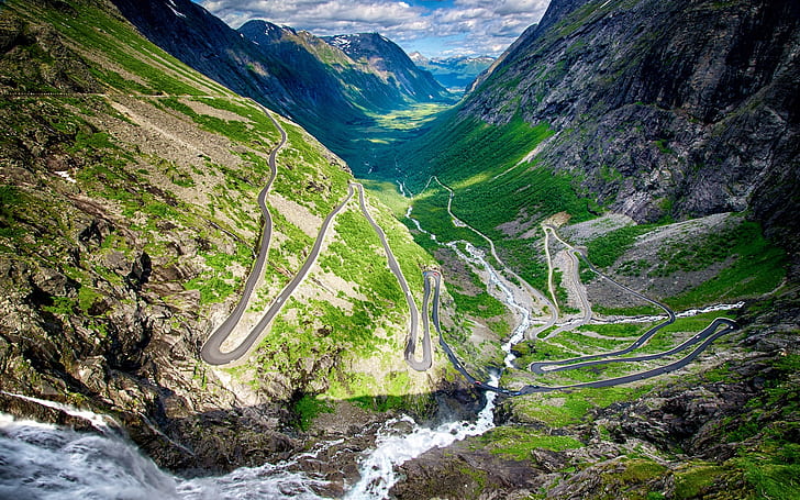 Norway, Trollstigen, winding road, Norway, Trollstigen, Winding, Road, HD wallpaper