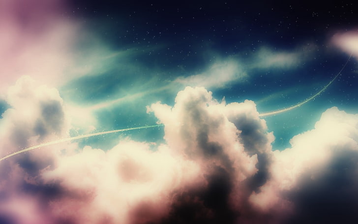 awan nimbus, awan, bintik-bintik gelap, latar belakang, berwarna-warni, Wallpaper HD