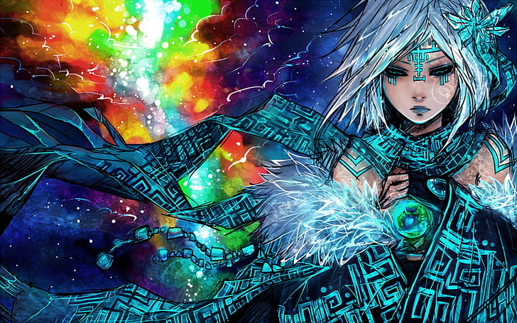 weißhaarige weibliche Anime Charakter digitale Tapete, Anime, Original, Fantasie, Mädchen, Magier, Original (Anime), Frau, HD-Hintergrundbild