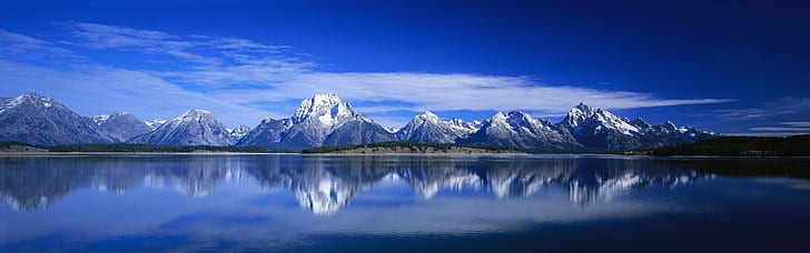 пейзаж горное озеро отражение многократный дисплей, HD обои