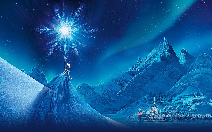 Disney Frozen Elsa graphic wallpaper, Movie, Frozen, Arendelle, Elsa (Frozen), Frozen (Movie), Snow, HD wallpaper