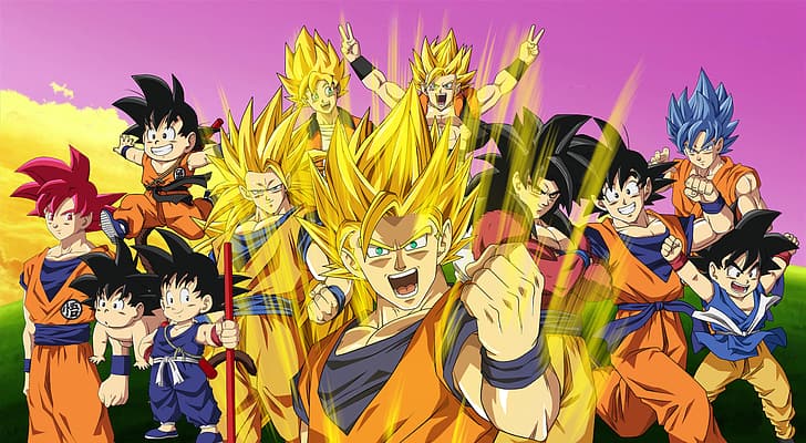 Dragon Ball, Kid Goku, Ultra Instinct, Super Saiyan, Super Saiyajin Blue, anime, HD wallpaper