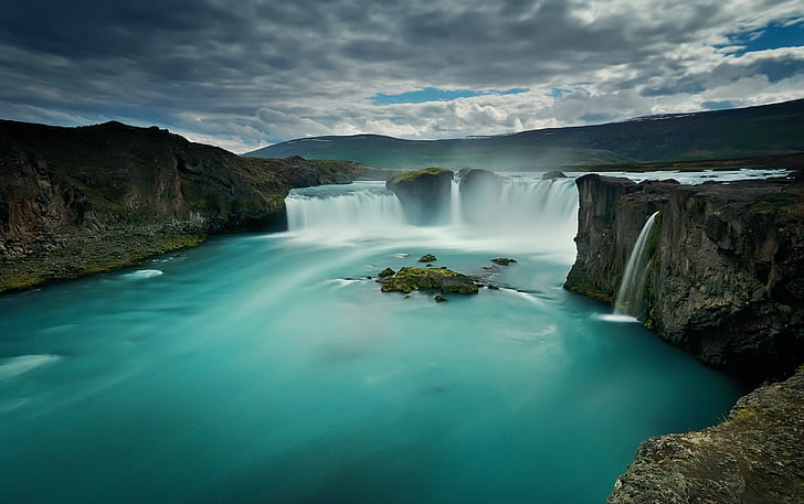 Godafoss vattenfall, Island, HD, HD tapet