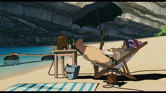 #红猪, Porco Rosso, Studio Ghibli, скриншот, HD обои HD wallpaper