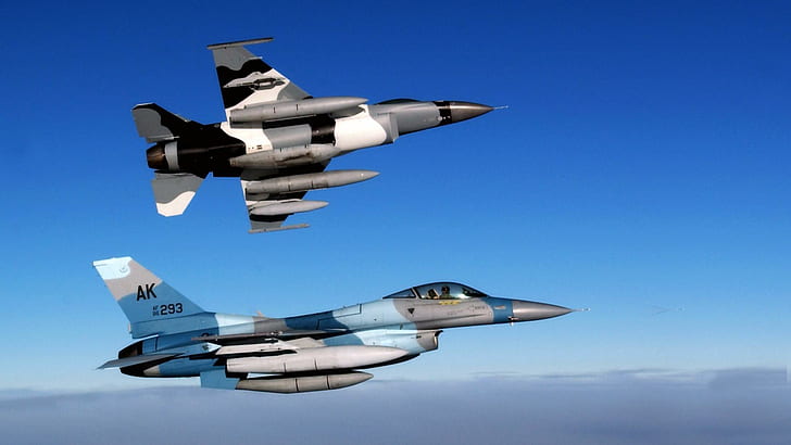 F-16 Falcons, aircraft, 1920 x 1080, multirole, 1080i, falcon, fighter, 1080p, f-16, aircraft planes, HD wallpaper