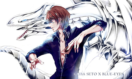 Yu-Gi-Oh !, Drago bianco occhi blu, Seto Kaiba, Sfondo HD HD wallpaper