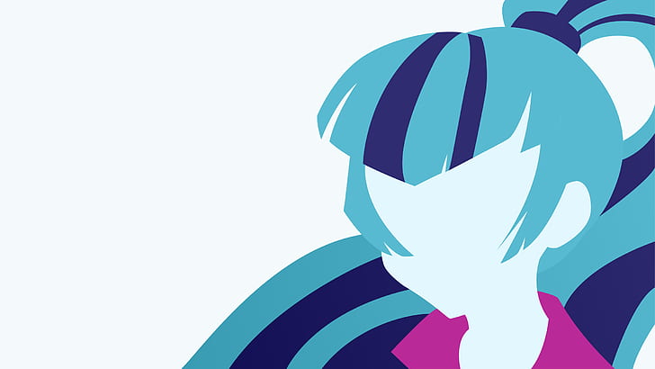 blue, Equestria Girls, My Little Pony, Pink, Sonata Dusk, white, women, HD wallpaper