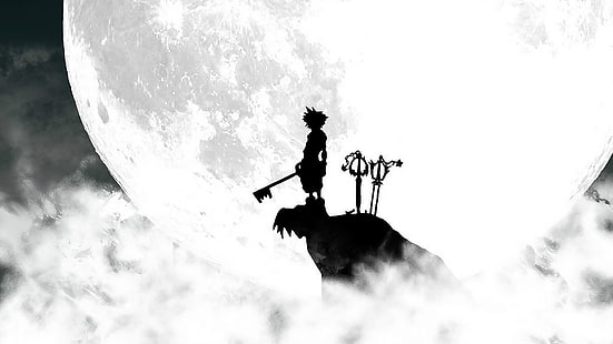 silhouette de Sora de Kingdom Hearts, anime, Kingdom Hearts, jeux vidéo, Sora (Kingdom Hearts), Keyblade, Fond d'écran HD HD wallpaper