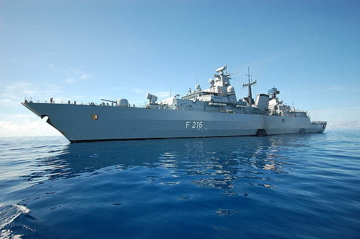 바다, Marineflieger, 독일 해군, 전함, HD에 회색 F 216 배, HD 배경 화면
