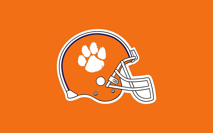 orange dog paw print helm sepakbola, clemson tigers, football, logo, Wallpaper HD