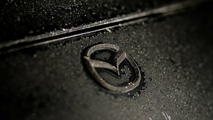 Mazda Frost Macro HD, мазда с тиснением логотипа, автомобили, макро, мазда, мороз, HD обои