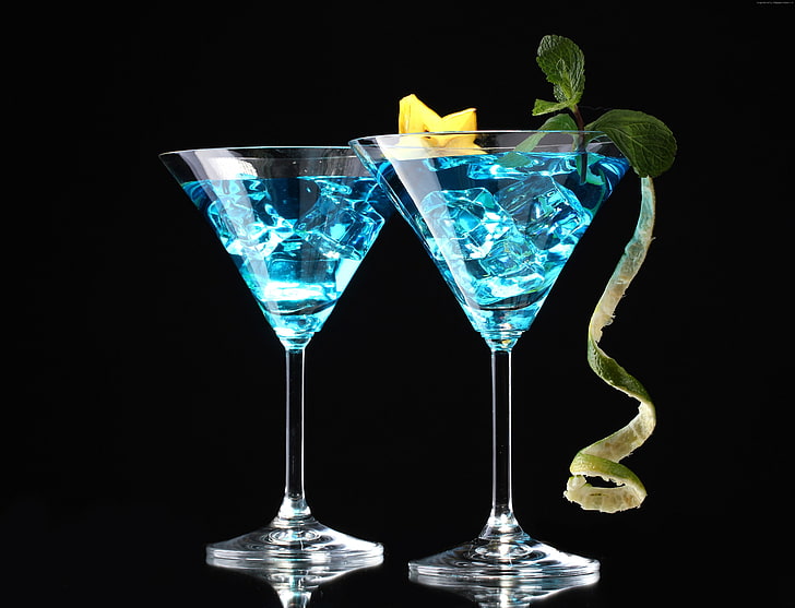 lime, ice, Bombay gin, mint, cocktails, HD wallpaper