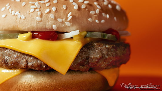 チーズバーガー、ハンバーガー、ハンバーガー、肉、ファーストフード、 HDデスクトップの壁紙 HD wallpaper