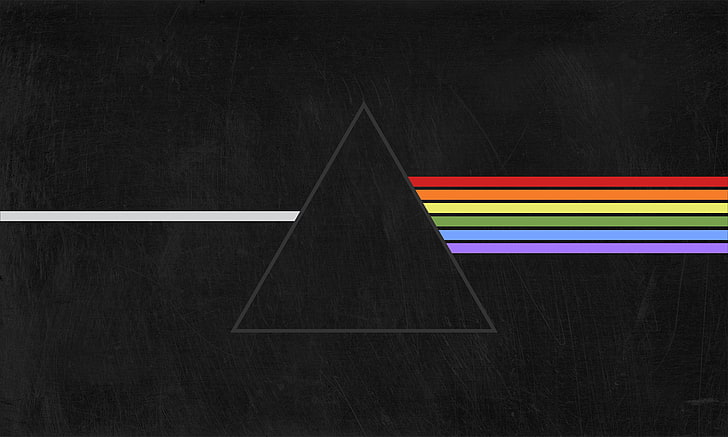 czarno-czerwony drewniany stół, Pink Floyd, trójkąt, pryzmat, The Dark Side of the Moon, czarny, wektor, Tapety HD