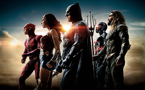 Poster DC Justice League, DC Comics, Justice League, Batman, Wonder Woman, Gal Gadot, The Flash, Cyborg (DC Comics), Aquaman, Wallpaper HD HD wallpaper