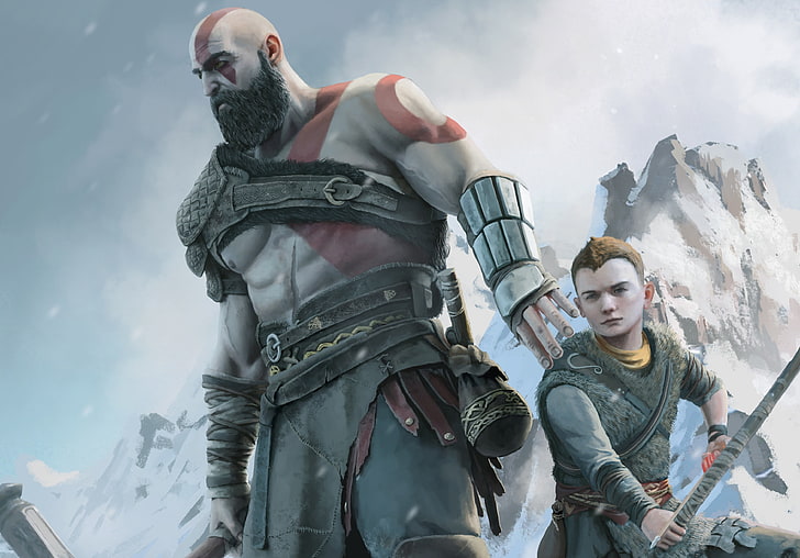 kratos, sony, loki, ps4, god of war 4, atreus, HD wallpaper