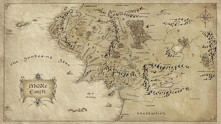 J. R. R. Tolkien, Middle-earth, cartography, map, The Lord of the Rings, HD wallpaper