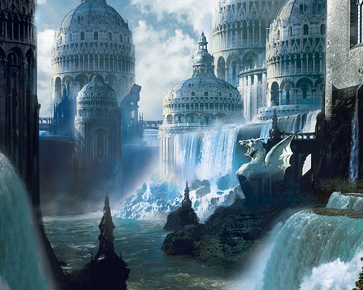 painting of white high-rise building, Game, Magic: The Gathering, HD wallpaper