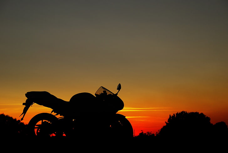 オートバイ、日没、オートバイ、 HDデスクトップの壁紙
