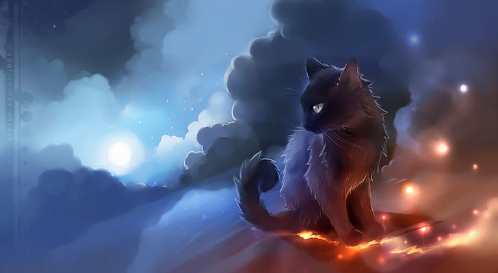Katzenfeuer, Künstlerisch, Fantasie, Feuer, Malen, HD-Hintergrundbild