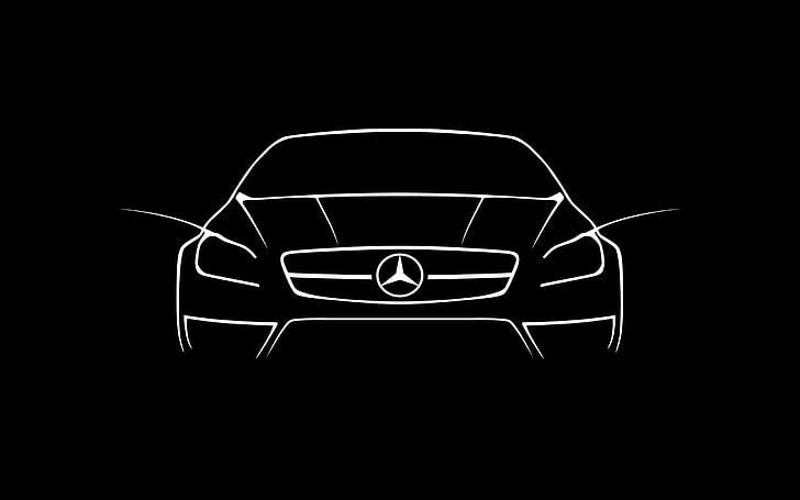 white Mercedes-Benz vehicle illustration, white, amg, draw, cls, mercdedes, mercedes cls 63 amg, HD wallpaper