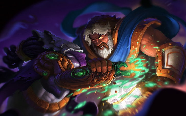 white haired man with blue cape illustration, world of warcraft, heroes of the storm, zeratul, dark prelate, HD wallpaper