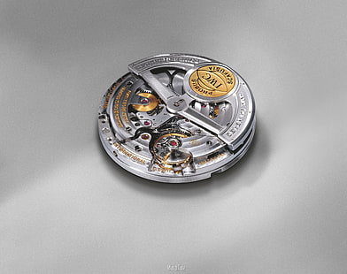 кръгла сребърна монета, часовник, луксозни часовници, IWC, HD тапет HD wallpaper