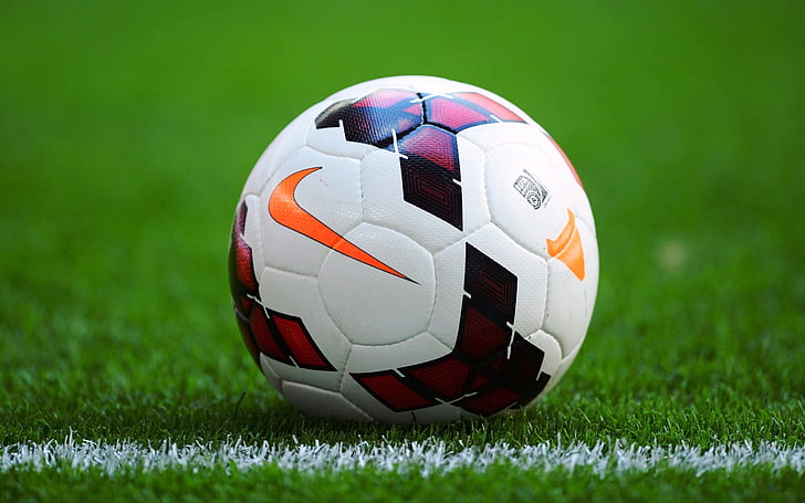 Fokus Liga Primer Barclays Ba, bola sepak Nike putih dan merah, Olahraga, Sepak Bola, Wallpaper HD