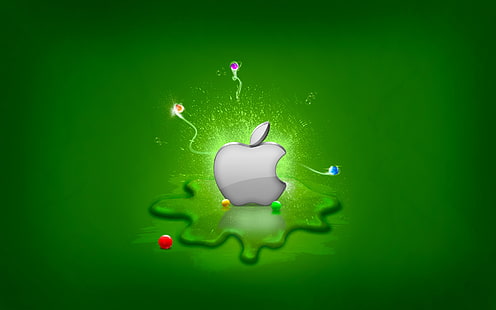 Apple logosu, arka plan, yeşil, elma logosu, logo elma, HD masaüstü duvar kağıdı HD wallpaper