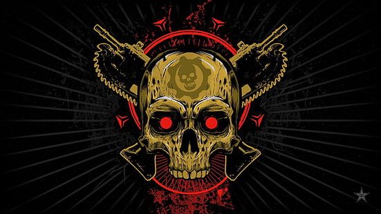 Tapeta cyfrowa Gears of War, wygląd, czaszka, emblemat, Gears of War, piła, broń, Xbox One, Microsoft Studios, Gears of War 4, Koalicja, zęby, Tapety HD HD wallpaper