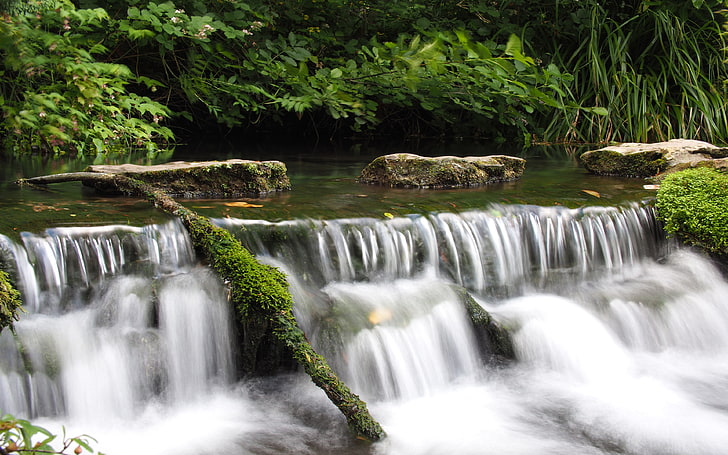 Cascade Waterfall HD พื้นหลังเดสก์ทอปดาวน์โหลดฟรี 3840 × 2400, วอลล์เปเปอร์ HD