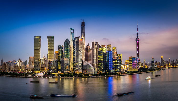 arquitectura, asia, asiáticos, puentes, edificios, china, lomo, ciudades, citylifes, paisajes urbanos, carreteras, luz, noche, shanghai, horizonte, horizontes, rascacielos, Fondo de pantalla HD
