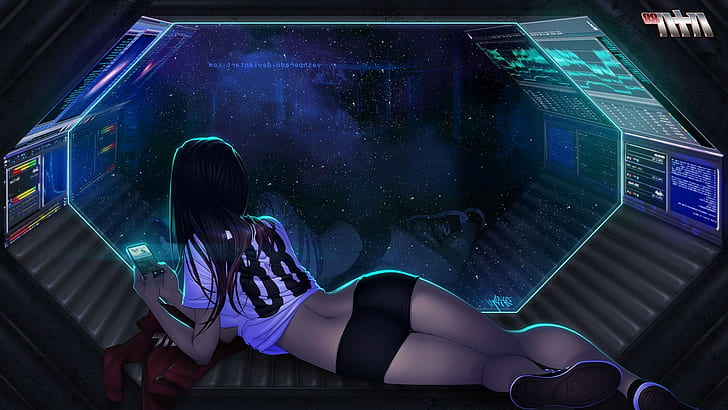 espaço vashperado futurista cyberpunk anime meninas 88 menina, HD papel de parede