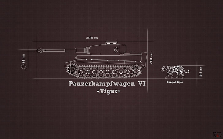 Kriegspanzerdiagrammillustration, Informationen, Minimalismus, Panzer, Tiger, schwer, Deutscher, Vergleich, HD-Hintergrundbild