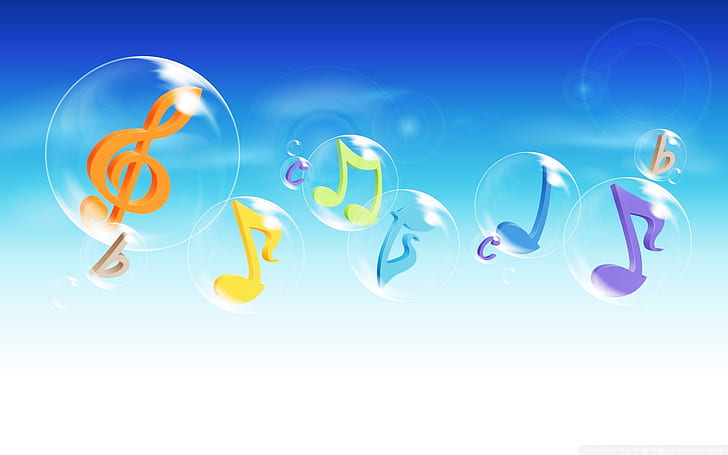 Musical Bubbles, bubbles, musical, creative and graphics, HD wallpaper