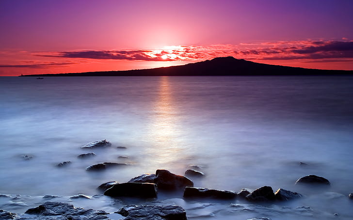 Selandia Baru, Matahari Terbit, Pantai Utara, Auckland, Wallpaper HD
