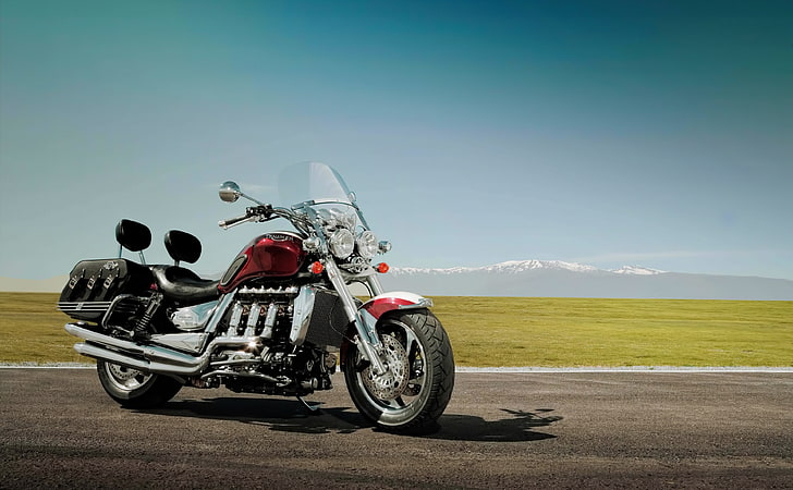 Triumph Rocket III, red and gray touring motorcycle, Motorcycles, Triumph, Rocket, HD wallpaper