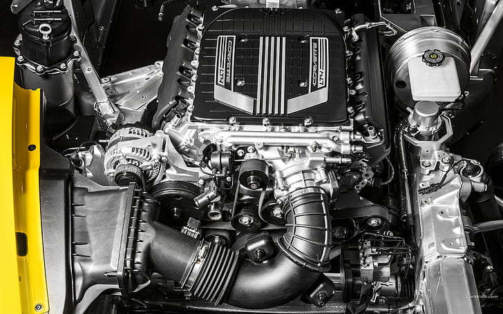 Chevrolet Corvette Z06 C7 Engine V-8 LT4 HD, moteur de voiture gris et noir, voitures, chevrolet, moteur, corvette, 8, v, z06, c7, lt4, Fond d'écran HD