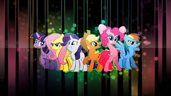 Tapeta z My Little Pony, program telewizyjny, My Little Pony: Friendship is Magic, Applejack (My Little Pony), Fluttershy (My Little Pony), My Little Pony, Pinkie Pie, Rainbow Dash, Rarity (My Little Pony), Twilight Sparkle, Wektor, Tapety HD HD wallpaper