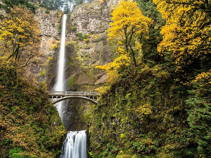 Herbst, Kolumbien, Fälle, Schlucht, Multnomah, Oregon, Fluss, Wasserfall, HD-Hintergrundbild