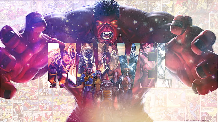 كاريكاتير ، أبطال Marvel ، Red Hulk، خلفية HD